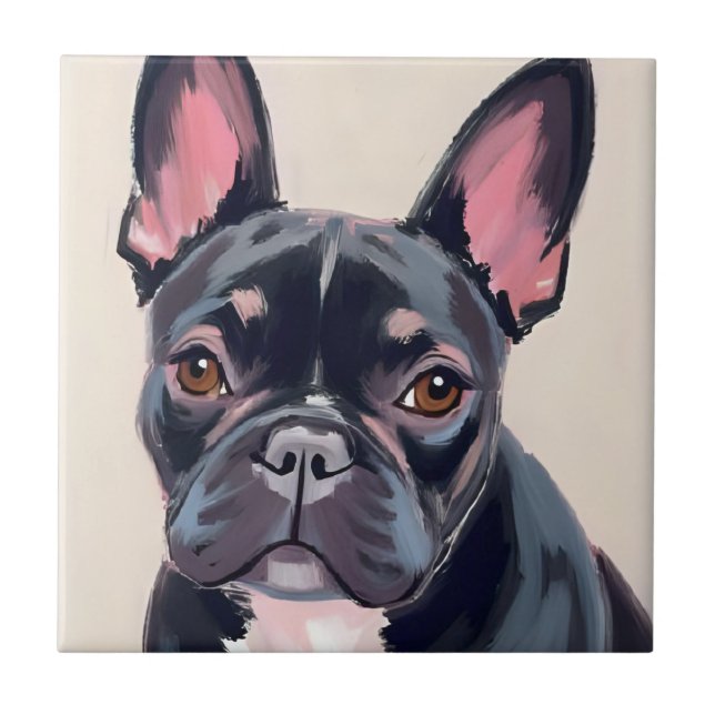 French Bulldog Dog Painting Ceramic Tile (Front)