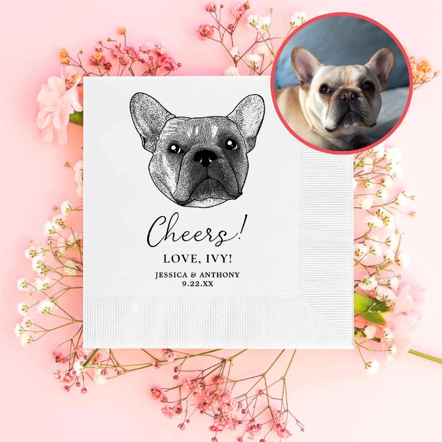 French Bulldog Dog Personalized Cheers Napkins (Creator Uploaded)