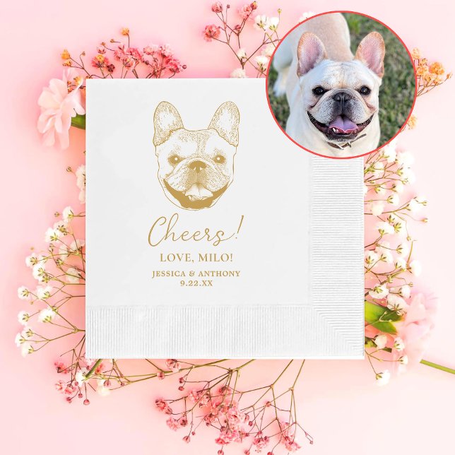 French Bulldog Dog Personalized Cheers Napkins (Creator Uploaded)