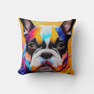 French Bulldog Dog Pet Cute Adorable Animal Compan Throw Pillow