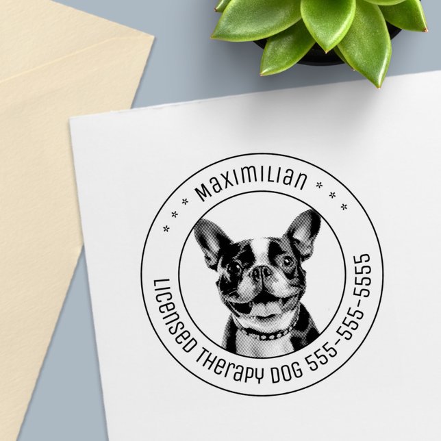 French Bulldog Dog Pet Photo Round Self-inking Stamp (Creator Uploaded)