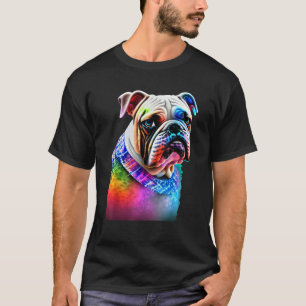French Bulldog Dog Portrait Tie and Dye Colored Po T-Shirt