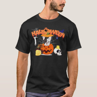 French Bulldog Dog Pumpkin Witch Zombie Halloween T-Shirt