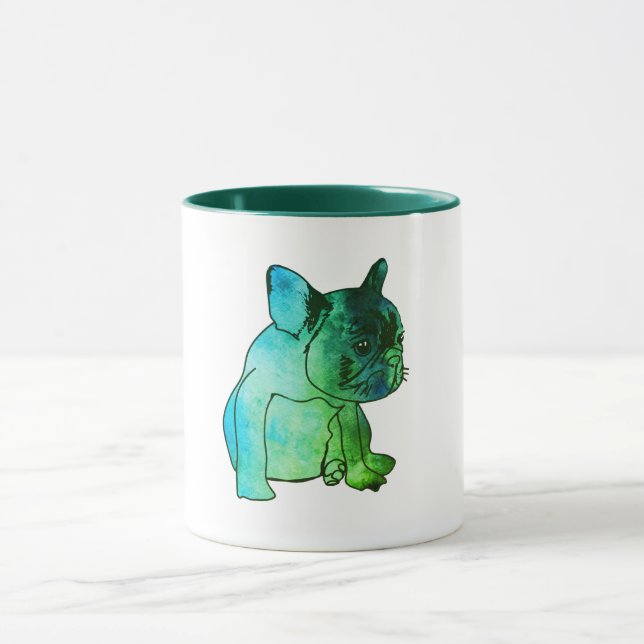 French Bulldog Dog Puppy Watercolor Art Mug (Center)