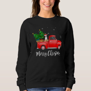French Bulldog Dog Riding Red Truck Christmas Sweatshirt