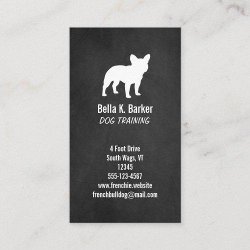 French Bulldog Dog Silhouette  Chalkboard Style Business Card