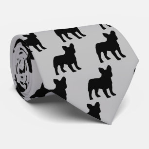French Bulldog Dog Silhouette Neck Tie