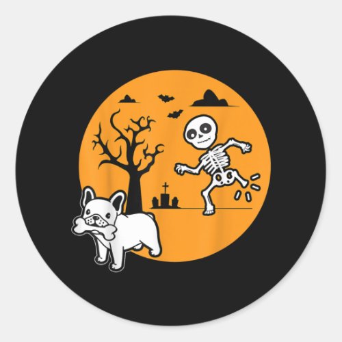 French Bulldog Dog Skeleton Bone Halloween Costume Classic Round Sticker