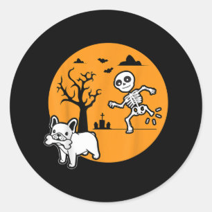 French Bulldog Dog Skeleton Bone Halloween Costume Classic Round Sticker