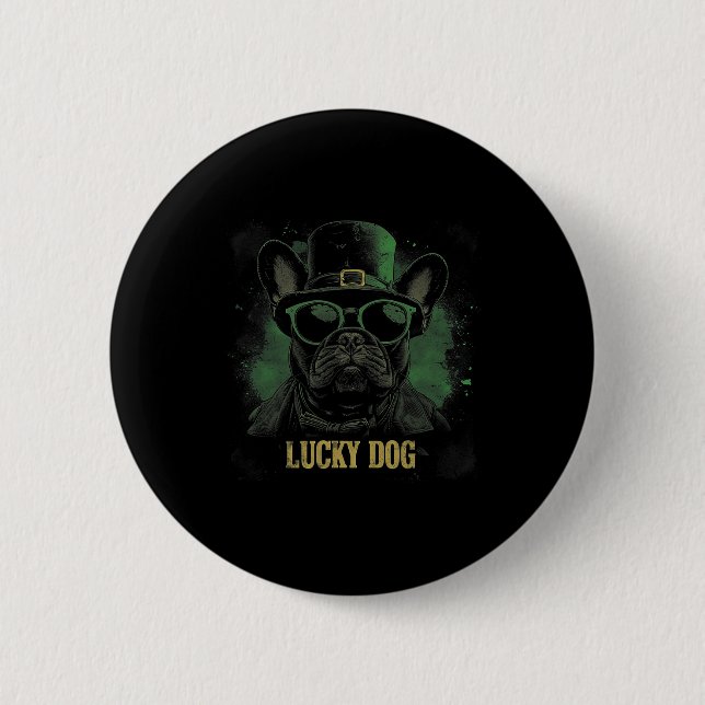 French Bulldog Dog - St. Patrick's Day Saint Paddy Button (Front)