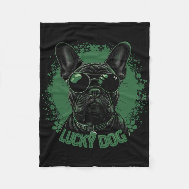 French Bulldog Dog - St. Patrick's Day Saint Paddy Fleece Blanket (Front)