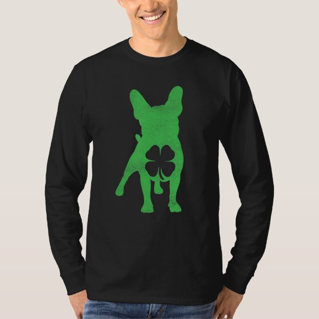 French Bulldog Dog  St Patrick's Day Shamrock Iris T-Shirt (Front)
