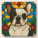 French Bulldog Dog &quot;Stained Glass&quot; Beverage Coaster