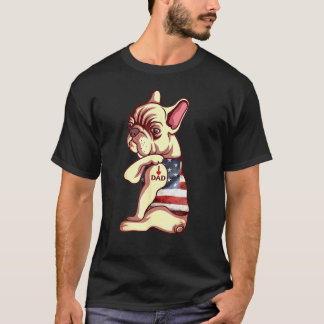 French Bulldog Dog Tattoo I Love Dad Fathers Day T-Shirt
