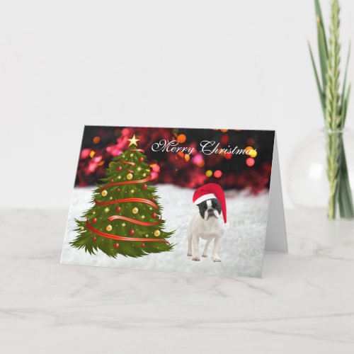 French Bulldog dog tree custom Christmas Card