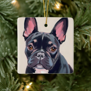 French Bulldog Dog Watercolor Pet Painting Ceramic Ornament