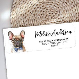 French Bulldog Dog Watercolor Pet Return Address Label