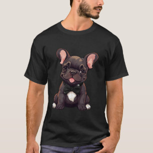 French Bulldog Dog Wearing Bow Tie Black Neckwear T-Shirt