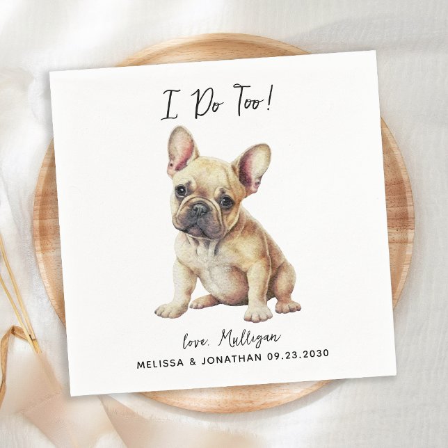 French Bulldog Dog Wedding Custom Cocktail Napkins (Creator Uploaded)