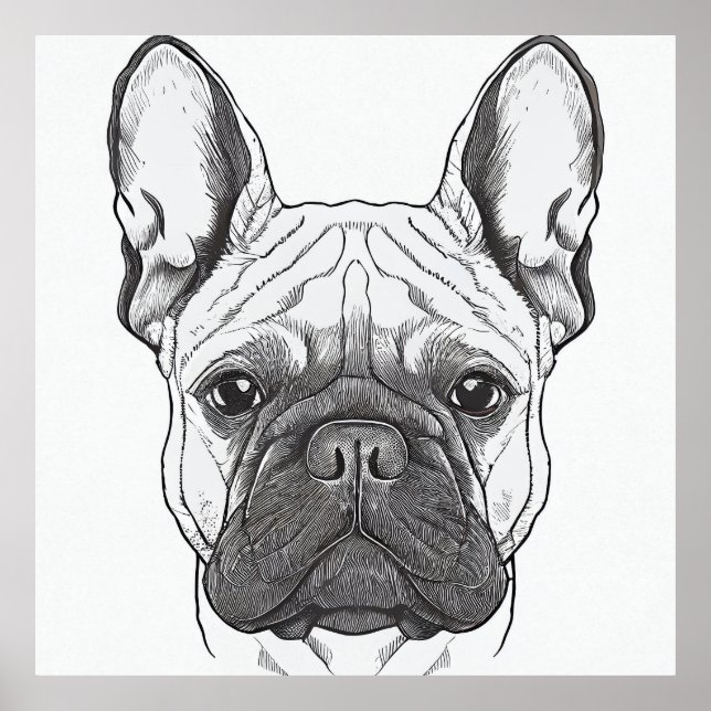 French Bulldog Dog Wild Nature Animal Illustration Poster (Front)