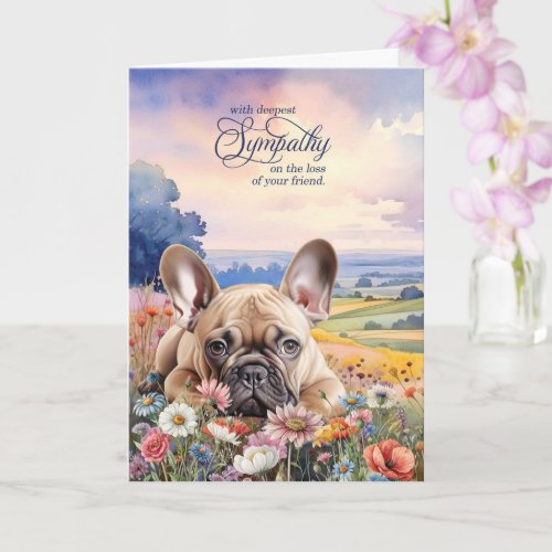 French Bulldog Dog with Wildflowers Pet Sympathy