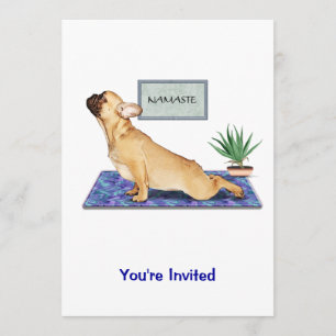 French Bulldog Doing Upward Dog Yoga Pose Invitation