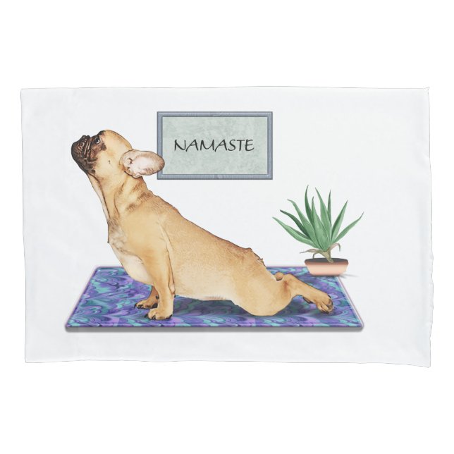 French Bulldog Doing Upward Dog Yoga Pose Pillow Case (Front)