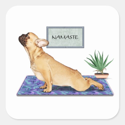 French Bulldog Doing Upward Dog Yoga Pose Square Sticker