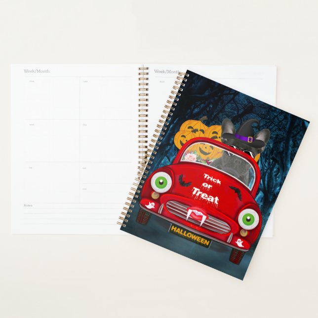 French Bulldog Driving Car Scary Halloween Planner (Display)