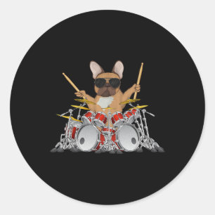 French Bulldog Drums Drumming Dog Classic Round Sticker