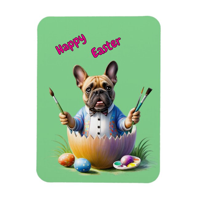 French Bulldog Easter Magnet (Vertical)