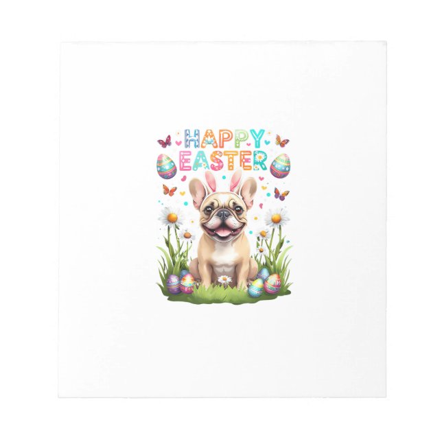 French Bulldog Easter Shirt Funny Frenchie Bunny T Notepad (Front)