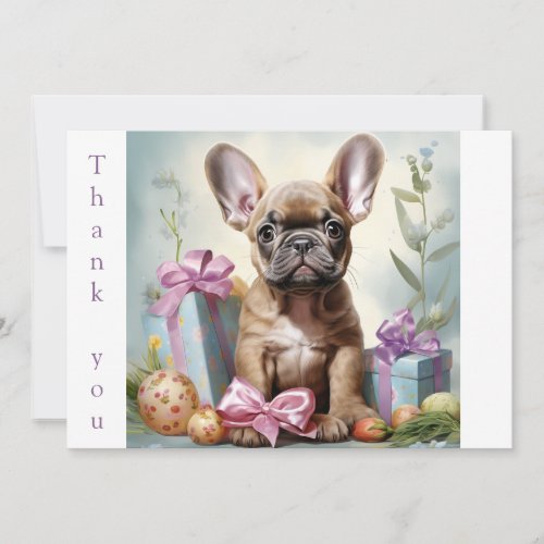 French Bulldog Easter Thank You Card