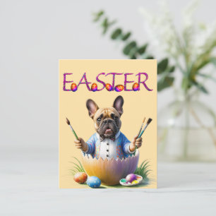French Bulldog Egg Easter French Bulldog Holiday Postcard
