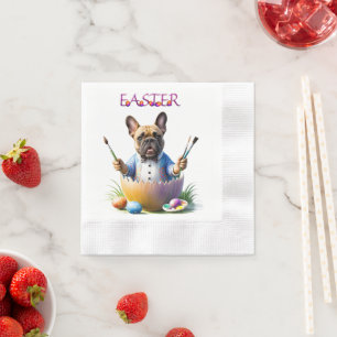 French Bulldog Egg Easter French Bulldog Napkins