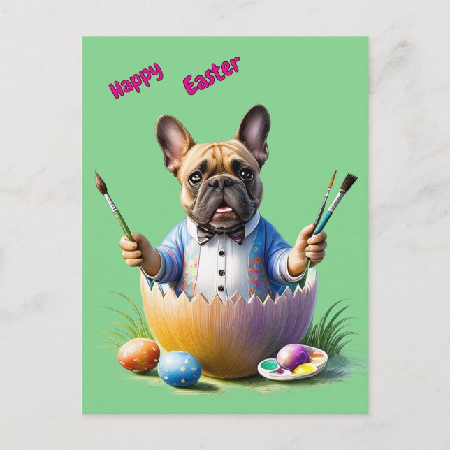 French Bulldog Egg Easter French Bulldog Postcard (Front)