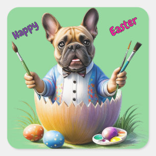 French Bulldog Egg Easter French Bulldog Square Sticker
