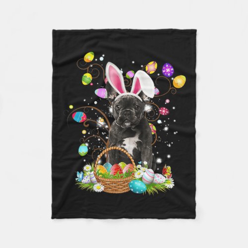 French Bulldog Egg Hunt Bunny Ears Dog Dad Mom  Fleece Blanket