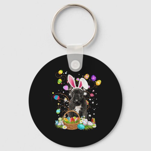 French Bulldog Egg Hunt Bunny Ears Dog Dad Mom  Keychain