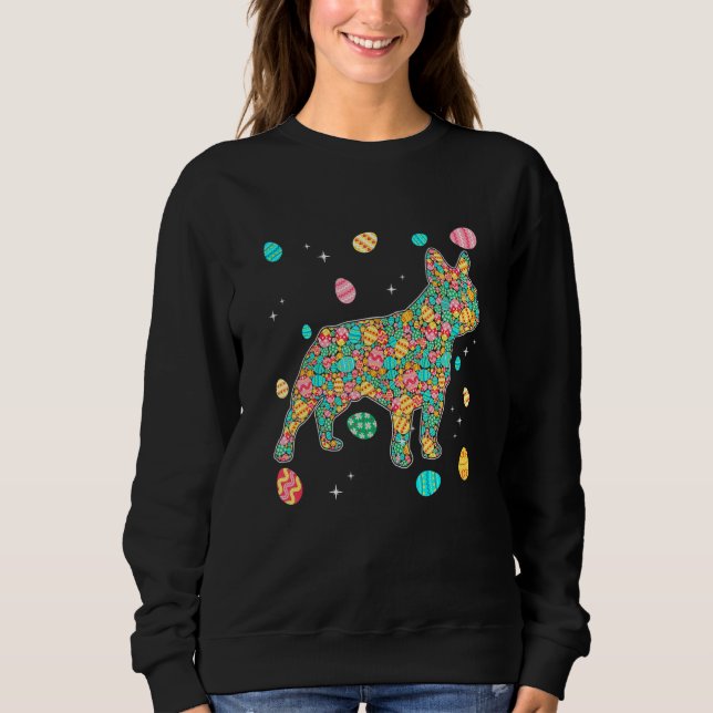 French Bulldog Eggs Easter Day Dog Dad Dog Mom Sweatshirt (Front)