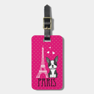 French Bulldog Eiffel Tower Paris Luggage Tag