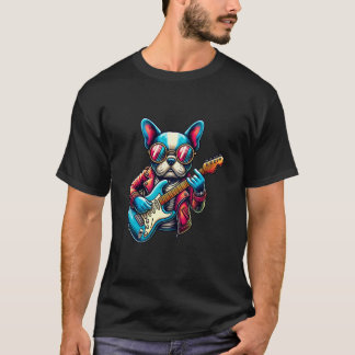 French Bulldog Electric Guitar Funny Dog Rock Band T-Shirt