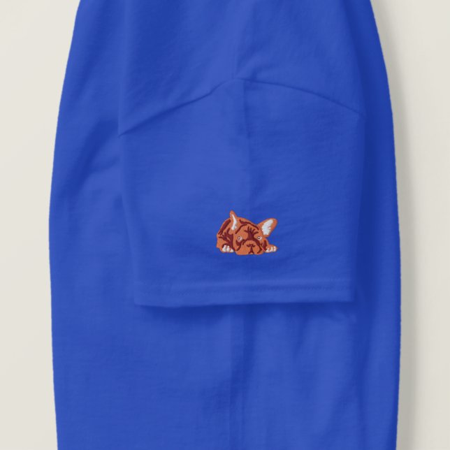 French Bulldog Embroidered T-Shirt (Design Left)