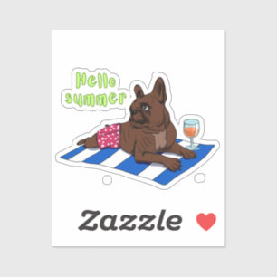  French Bulldog Enjoying the summer Vinyl Sticker