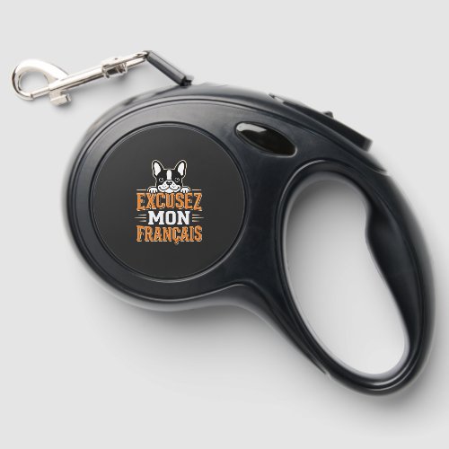 French Bulldog Excusez Mon Franais Design Retractable Pet Leash