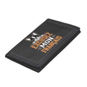 French Bulldog Excusez Mon Franais Design Trifold Wallet
