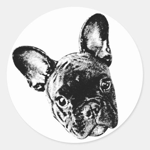 French Bulldog Face Classic Round Sticker