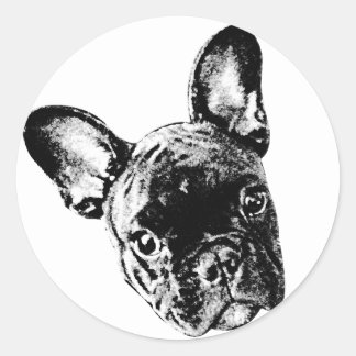 French Bulldog Face Classic Round Sticker