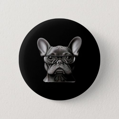 French Bulldog Face Cute Frenchie Mama With Gles  Button