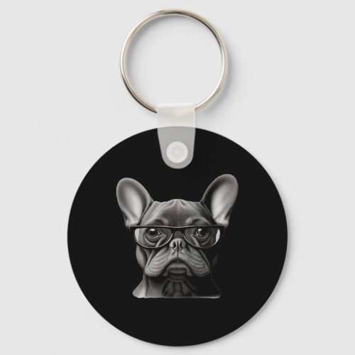 French Bulldog Face Cute Frenchie Mama With Gles  Keychain